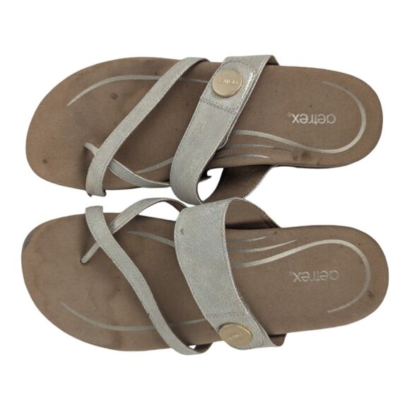 Aetrex Womens Izzy Sparkle Gold Slide Sandals Shoes 9 Medium (B,M) BHFO 4727 - Picture 2 of 6